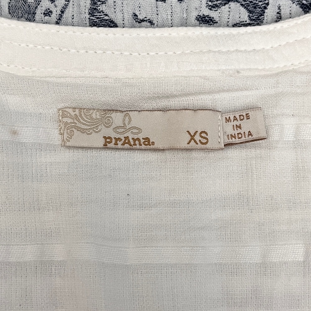 Prana Nieves White Organic Cotton Textured Button-Down Blouse Tank XS - Picture 11 of 14
